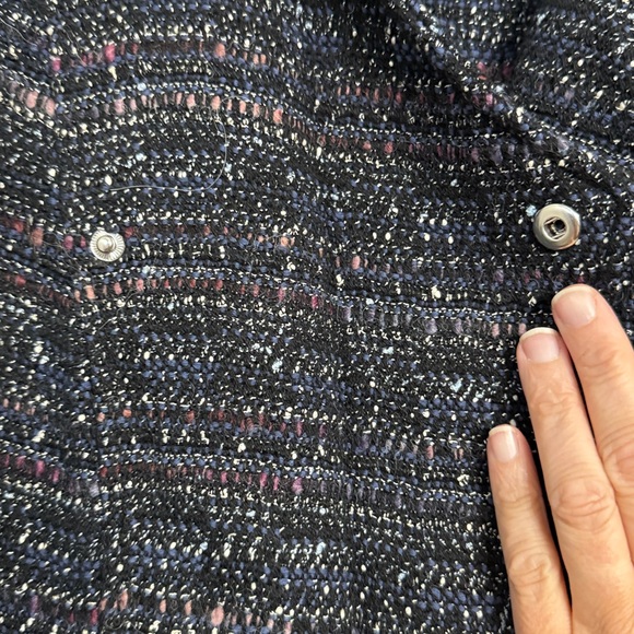 White House Black Market (WHBM) women’s blazer crop tweed black multicolor 10‎ - Picture 4 of 12